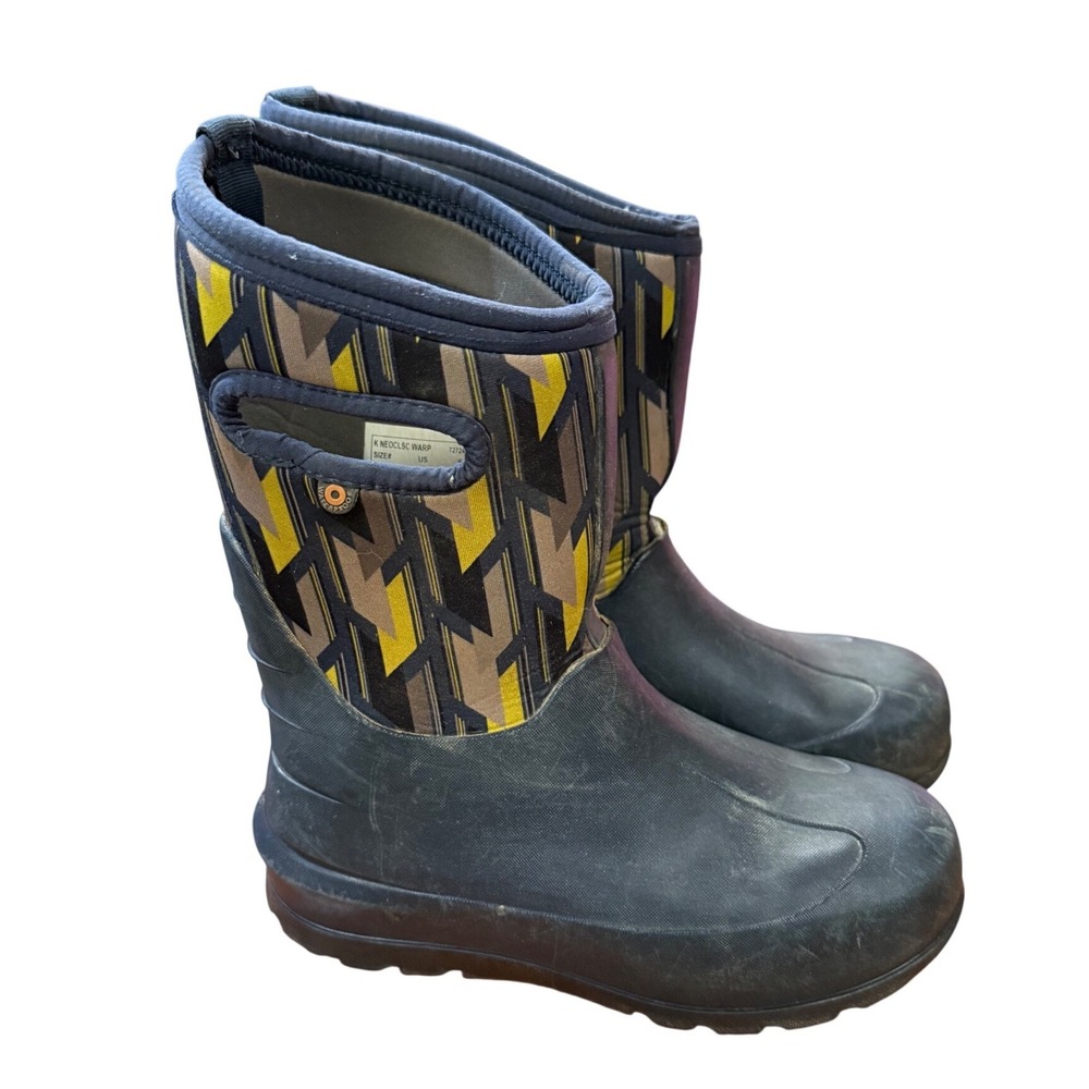 Bogs Kids Neo-Classic Warp Waterproof Winter Boots Black Yellow Youth 5 Euro 38